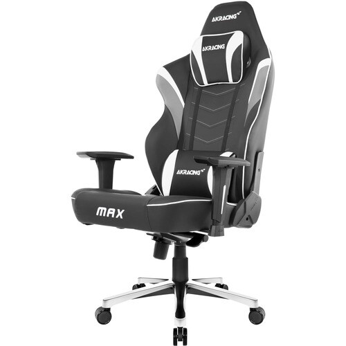AKRacing Masters Series Max Gaming Chair - For Gaming - Pleather, Metal, Foam, Aluminum, Steel - Black, White