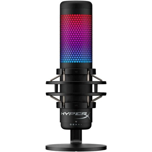 HyperX QuadCast S Wired Condenser Microphone - Black, Grey - 2.99 m - Stereo - 20 Hz to 20 kHz - Omni-directional, Cardioi