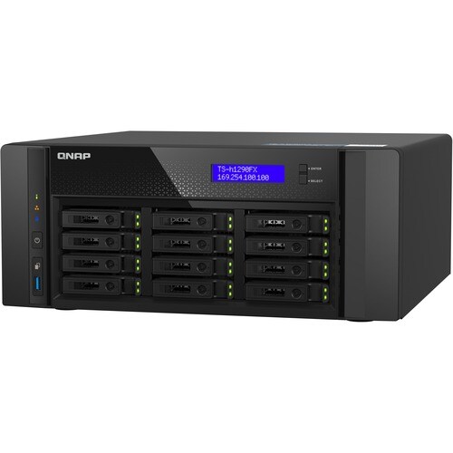 QNAP TS-h1290FX-7302P-128G 12 x Total de compartimentos Sistema de armazenamento SAN/NAS - 5 GB Flash Memory Capacity - AM