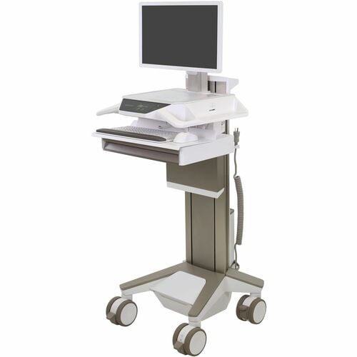 Ergotron CareFit Medical Trolley - TAA Compliant - 1 Drawer - 17.01 kg Load Capacity - 4 Casters - White, Warm Grey - 27" 