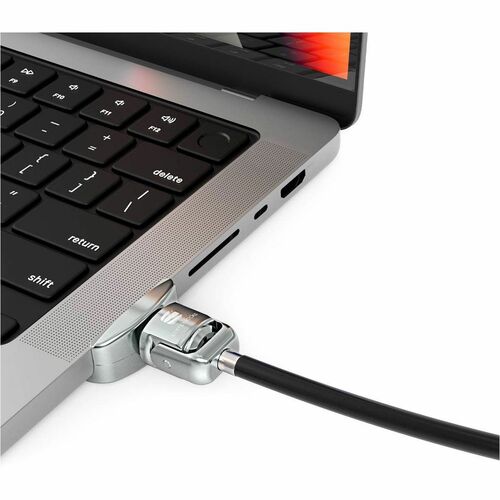 Compulocks Ledge Lock Adapter for MacBook Pro 16" M1 & M2 with Keyed Cable Lock Silver - Patented Cutting-Edge MacBook Loc