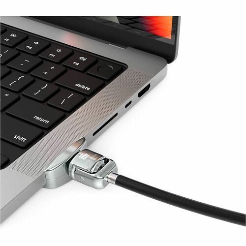 Compulocks Ledge Lock Adapter for MacBook Pro 14" M1 & M2 with Keyed Cable Lock Silver - Cutting-Edge MacBook Locking Secu
