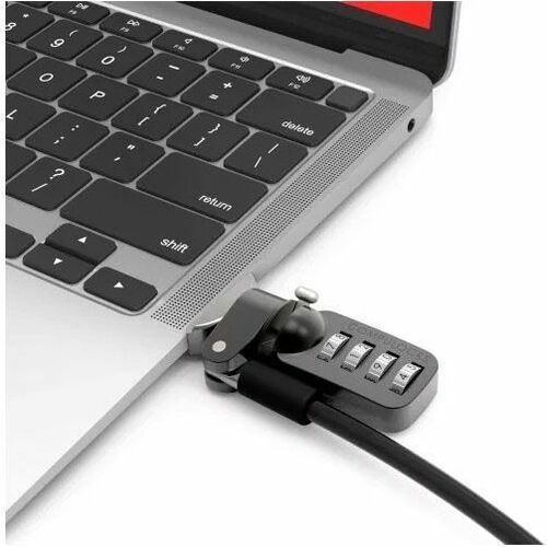 Compulocks Ledge Lock Adapter for MacBook Air 13" M1 with Combination Cable Lock Silver - Smallest MacBook Lock Slot Adapt