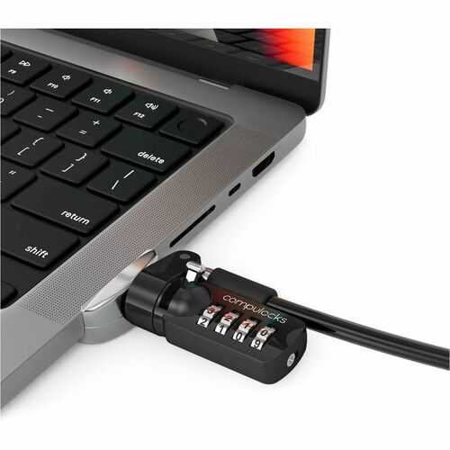 Compulocks Ledge Lock Adapter for MacBook Pro 16" M1, M2, M3, & M4 with Combination Cable Lock Silver - Follows Apple's sl
