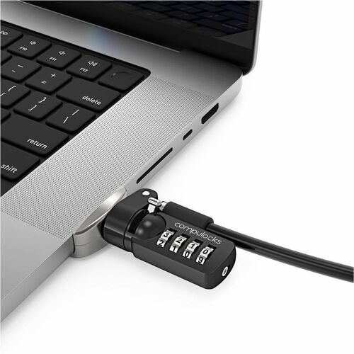 Compulocks Ledge Lock Adapter for MacBook Pro 16" M1, M2, M3, & M4 with Combination Cable Lock Silver - Follows Apple's sl