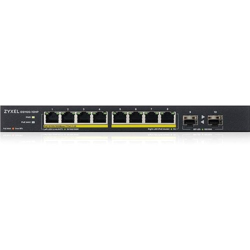 ZYXEL GS1100 GS1100-10HP 8 Ports Ethernet Switch - Gigabit Ethernet - 1000Base-T, 1000Base-X - 2 Layer Supported - Modular