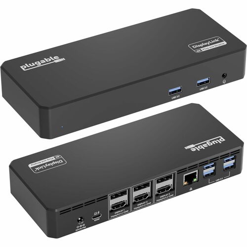Plugable 12-in-1 USB C Triple Monitor Docking Station, Triple 4K Displays with 3X HDMI or 3X DisplayPort - Compatible with