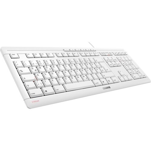 CHERRY STREAM Keyboard - Cable Connectivity - USB Interface - German - White Grey - Rubber Dome Keyswitch - 105 Key(s) - M