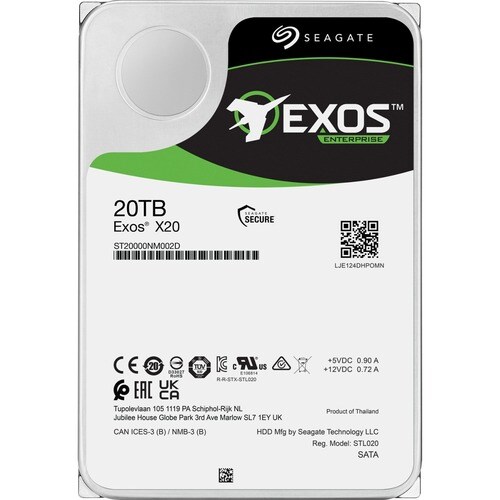 Seagate Exos X Series ST20000NM002D 20 TB Disco rígido - 3,5" Interno - SAS (12Gb/s SAS) - Gravação magnética convencional