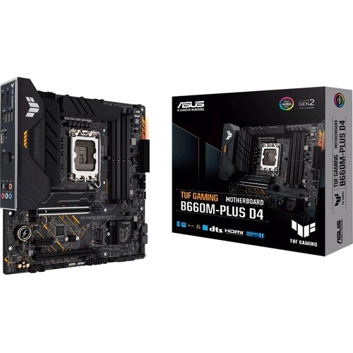 TUF Gaming B660M-PLUS D4 Gaming Desktop Motherboard - Intel B660 Chipset - Socket LGA-1700 - Intel Optane Memory Ready - M