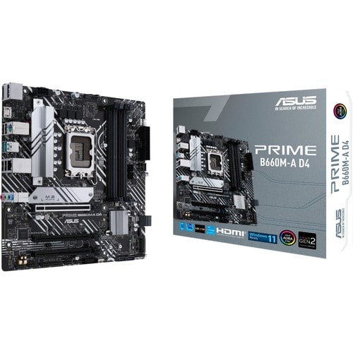 Asus Prime B660M-A D4 Desktop Motherboard - Intel B660 Chipset - Socket LGA-1700 - Intel Optane Memory Ready - Micro ATX -