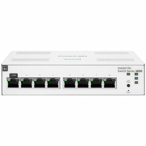 HPE Instant On 1830 8 Ports Manageable Ethernet Switch - Gigabit Ethernet - 10/100/1000Base-T - 2 Layer Supported - 5.90 W
