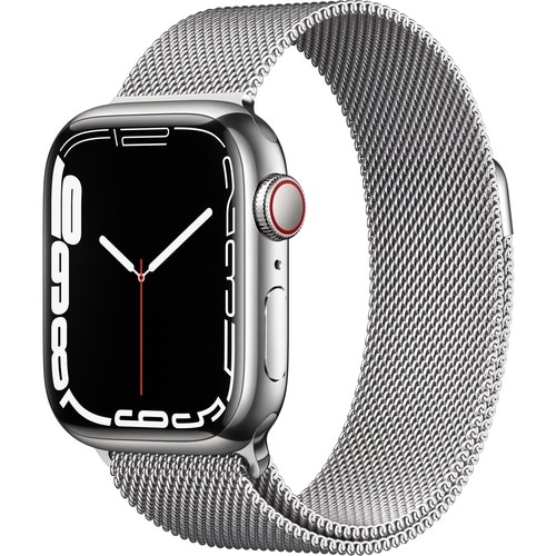 Watch Series 7 GPS + Cellular - 41mm Silver Stainless Steel Case with Silver Milanese Loop