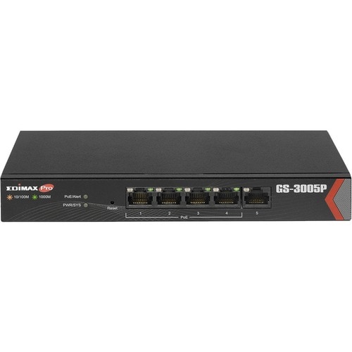 Switch Ethernet Edimax GS-3005P 5 Porte Gestibile - Gigabit Ethernet - 10/100/1000Base-T - 2 Layer supportato - 60 W PoE B