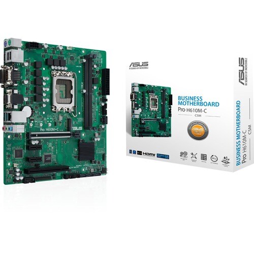Schede madri desktop Asus H610M-C-CSM - Intel H610 Chipset - Presa LGA-1700 - Micro ATX - Pentium Gold, Celeron, Core i5, 