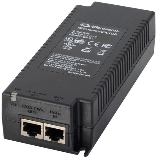 Microchip PD-9501GR PoE Injector - 120 V AC, 230 V AC Input - 55 V DC Output - 1 x 10/100/1000Base-T Input Port(s) - 1 x 1