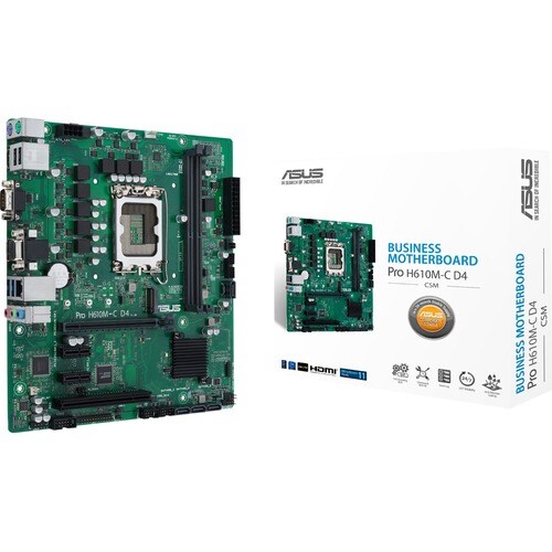 Asus H610M-C D4-CSM Desktop Motherboard - Intel H610 Chipset - Socket LGA-1700 - Micro ATX - Pentium Gold, Celeron, Core i