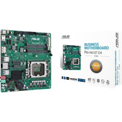 Asus H610T D4-CSM Desktop Motherboard - Intel H610 Chipset - Socket LGA-1700 - Intel Optane Memory Ready - Mini ITX - Pent