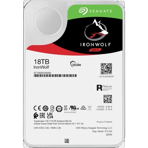 Seagate IronWolf ST18000VN000 18 TB Hard Drive - 3.5" Internal - SATA (SATA/600) - Conventional Magnetic Recording (CMR) M