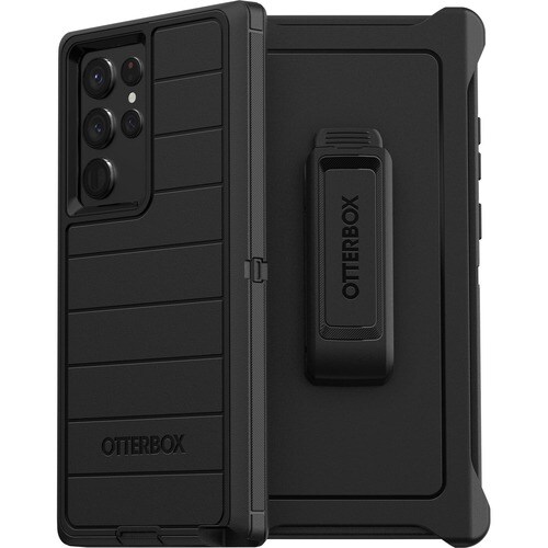 OtterBox Defender Series Pro Rugged Carrying Case (Holster) Samsung Galaxy S22 Ultra Smartphone - Black - Lint Resistant P