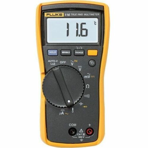 Fluke 116 HVAC Multimeter with Temperature and Microamps - 600 V, 600 µA AC - 600 V, 600 µA DC - Backlight, Built-in Therm