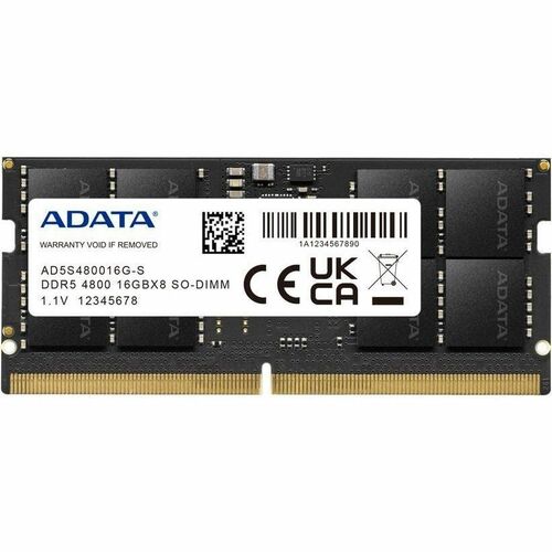 Adata 16GB DDR5 SDRAM Memory Module - For Notebook - 16 GB (1 x 16GB) - DDR5-4800/PC5-38400 DDR5 SDRAM - 4800 MHz - 1.10 V