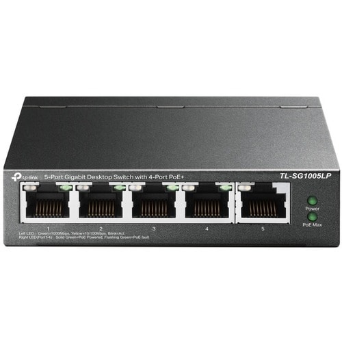 TP-Link TL-SG1005LP 5 Ports Ethernet Switch - 2 Layer Supported - 47.50 W Power Consumption - 40 W PoE Budget - Twisted Pa