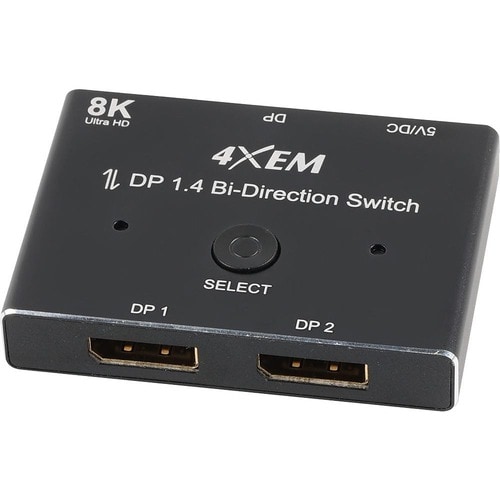 4XEM 8K DisplayPort Bi-Directional Switch - 3 x DisplayPort 1.4 Digital Audio/Video - Female - 1 x Micro USB - Female - 76