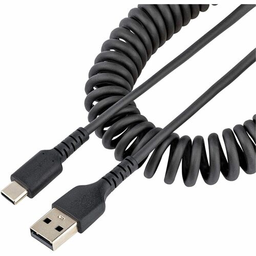 StarTech.com Cable de 50cm de Carga USB A a USB C, Cable USB Tipo C en Espiral de Carga Rápida, Cable USB 2.0 A a USBC Neg