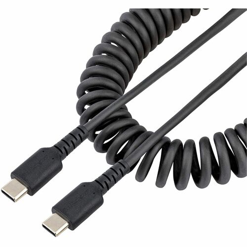 StarTech.com Cable de 50cm de Carga USB C a USB C, Cable USB Tipo C en Espiral de Carga Rápida y Servicio Pesado, Cable US