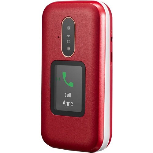 Doro 6880 128 MB Feature Phone - 0,7 cm (0,3 Zoll) Ja QVGA 320 x 240 - 64 MB RAM - 4G - Rot - Flip - kein SIM-Lock - 550 m