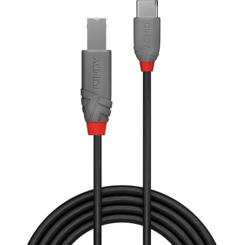LINDY Anthra Line 3 m USB-C/USB-B Datentransferkabel - Cable for PC, Notebook, Drucker - 480 Gbit/s - Abschirmung - Nickel