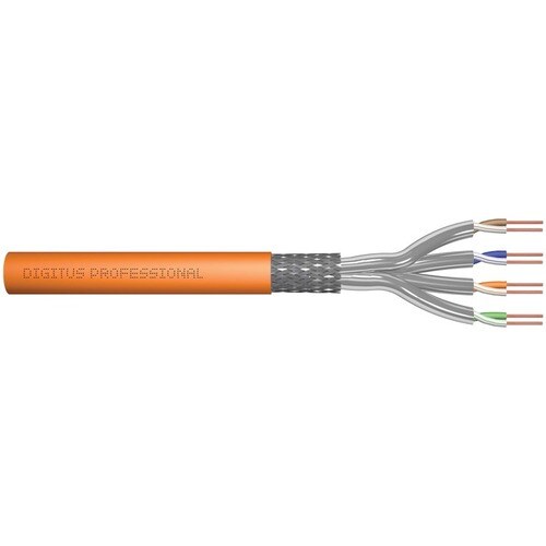 Digitus CAT 7 S-FTP Verlegekabel, 1200 MHz, Dca (EN 50575), AWG 23/1, 25m Ring, SX, orange. Kabellänge: 25 m, Kabelstandar