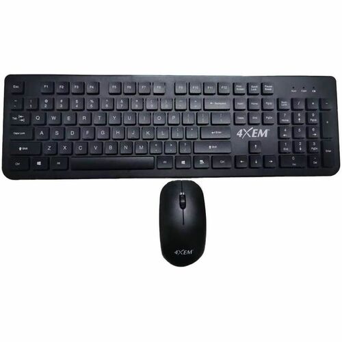 4XEM Wireless Mouse and Keyboard Combo - USB 2.0 Type A Wireless 2.40 GHz Keyboard - USB 2.0 Type A Wireless Mouse - Optic
