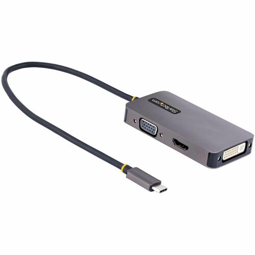 StarTech.com USB C Video Adapter, USB C to HDMI DVI VGA Adapter, 4K 60Hz, Aluminum, Video Display Adapter, USB Type C Trav