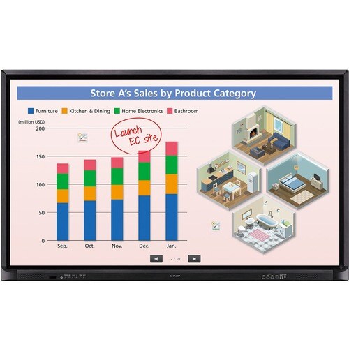 Sharp NEC Display BIG PAD PN-70HC1E 70 Zoll Class LCD-Touchscreen-Monitor - 16:9 Format - 8 ms Reaktionszeit - 177,8 cm (7
