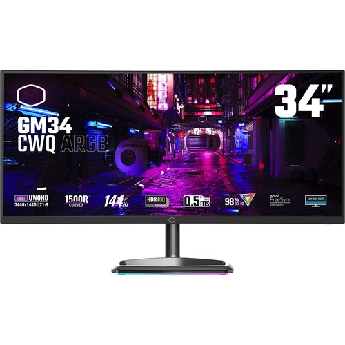 Cooler Master GM34-CWQ ARGB 34" UW-QHD Curved Screen Gaming LCD Monitor - 21:9 - 34" Class - Vertical Alignment (VA) - 344