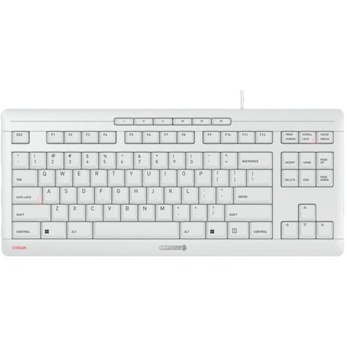 CHERRY STREAM TKL Wired Keyboard - Compact,Pale Gray,Quiet,Cap Lock & Scroll LED's,Multimedia Keys