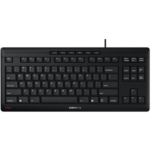 CHERRY STREAM TKL Wired Keyboard - Compact,Black,Quiet,Cap Lock & Scroll LED's
