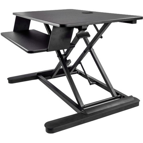 StarTech.com Corner Sit Stand Desk Converter with Keyboard Tray, Large Surface 35"x21" , Height Adjustable Ergonomic Table