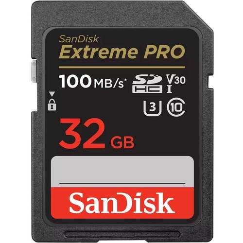 SanDisk Extreme PRO 32 GB Class 10/UHS-I (U3) V30 SDHC - 100 MB/s Read - 90 MB/s Write - Lifetime Warranty