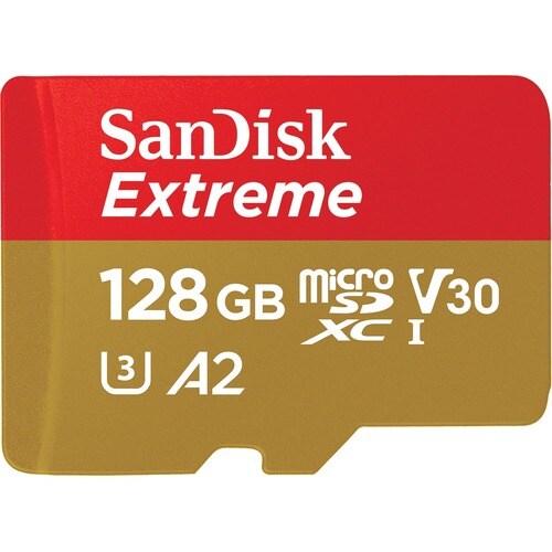 SanDisk Extreme 128 GB Class 10/UHS-I (U3) V30 microSDXC - 160 MB/s Read - 90 MB/s Write