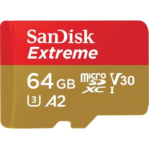 SanDisk Extreme 64 GB Class 10/UHS-I (U3) V30 microSDXC - 160 MB/s Read - 60 MB/s Write