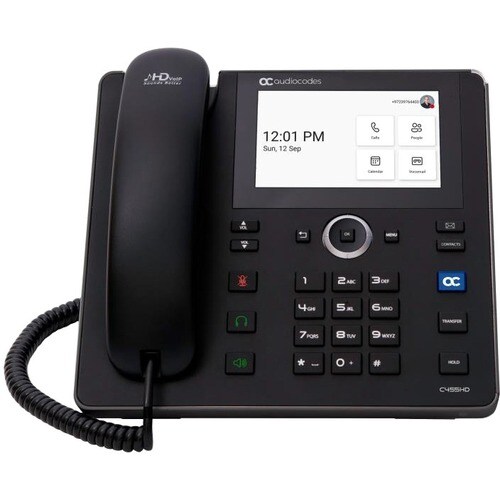 AudioCodes C455HDPS-DBW IP Phone - Corded/Cordless - Corded/Cordless - Bluetooth, Wi-Fi - Wall Mountable - Black - VoIP - 