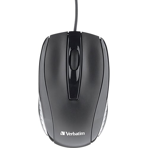 Verbatim Corded Optical Mouse - Black - Optical - Cable - Black - Scroll Wheel - 1 Each