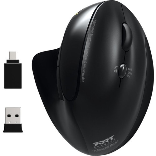 Port Connect Professional Mouse - Bluetooth - USB Type C, USB Type A - Optical - 5 Button(s) - 1 - Wireless - 2.40 GHz - R