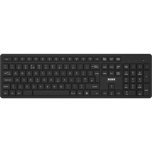 Port Keyboard & Mouse - 1 - USB Type A, USB Type C Wireless RF 2.40 GHz Keyboard - 106 Key - Keyboard/Keypad Color: Black 