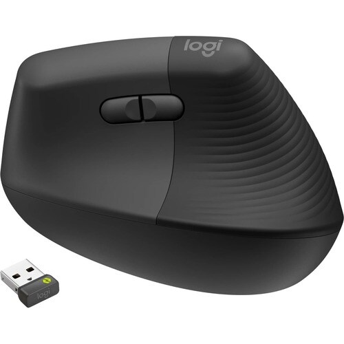 Logitech Lift Mouse - Bluetooth/Radio Frequency - USB Type A - Optical - 6 Button(s) - 4 Programmable Button(s) - Graphite