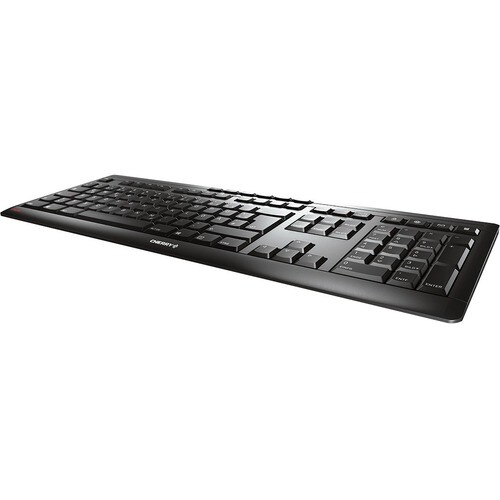 CHERRY STREAM Keyboard - Cable Connectivity - USB Interface - 10 Hot Key(s) - Volume Down, Volume Up, Play/Pause, Browser,