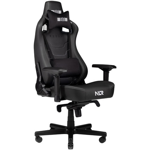 Next Level Racing Elite Gaming Chair Black Leather Edition - For Game - Leather, Aluminum, Suede, PU Leather - Black